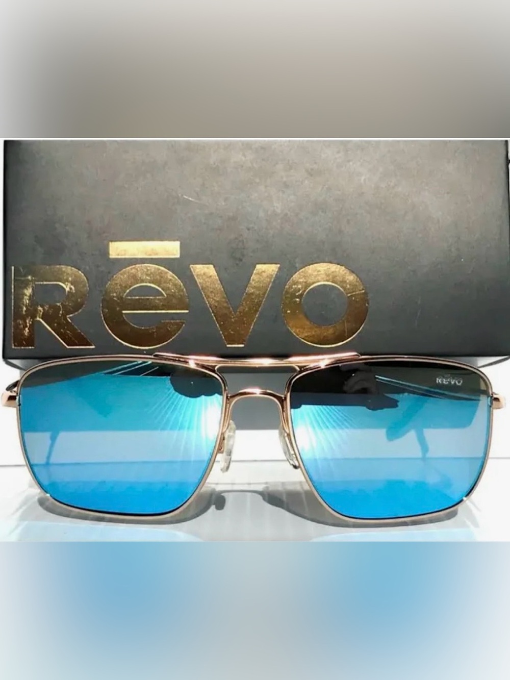 Revo Groundspeed Aviator Sunglasses with Silver Frames and Blue Mirrored Lenses